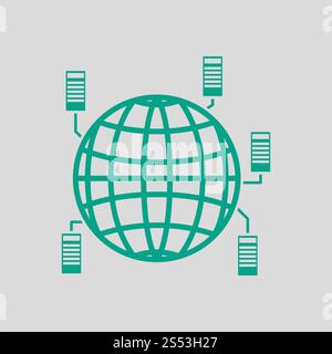 Big Data Icon. Green on Gray Background. Vector Illustration. Stock Photo