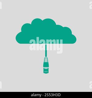 Network Cloud Icon. Green on Gray Background. Vector Illustration. Stock Photo