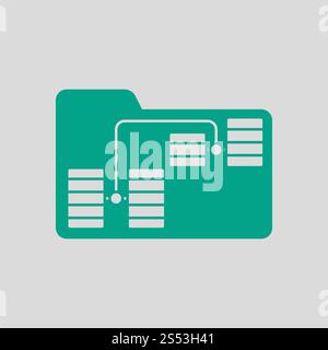 Folder Network Icon. Green on Gray Background. Vector Illustration. Stock Photo