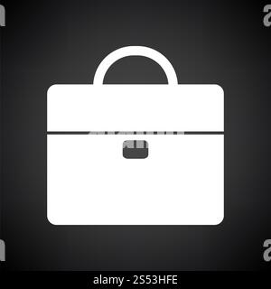 Briefcase Icon. White on Black Background. Vector Illustration. Stock Photo