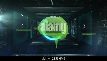 Image of ai text, human brain and data processing Stock Photo