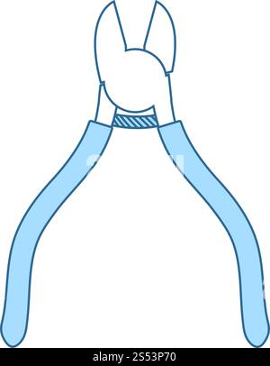Side Cutters Icon. Thin Line With Blue Fill Design. Vector Illustration. Stock Vector