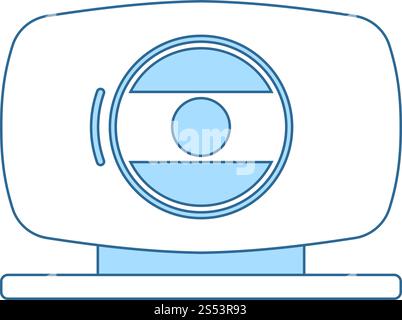 Webcam Icon. Thin Line With Blue Fill Design. Vector Illustration. Stock Vector