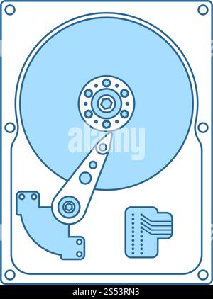 HDD Icon. Thin Line With Blue Fill Design. Vector Illustration. Stock Vector