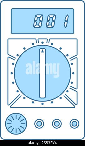 Multimeter Icon. Thin Line With Blue Fill Design. Vector Illustration. Stock Vector