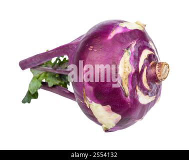 fresh bulb of purple kohlrabi cabbage isolated on white background Stock Photo