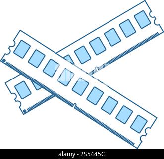 Computer Memory Icon. Thin Line With Blue Fill Design. Vector Illustration. Stock Vector
