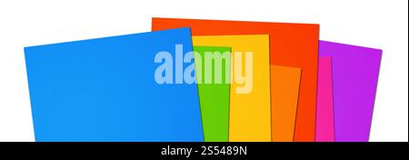 Colorful rainbow Blank A4 paper sheet banner isolated on white background. Colorful rainbow Blank A4 paper sheet banner background Stock Photo