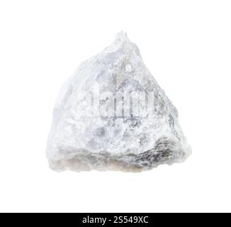 closeup of sample of natural mineral from geological collection - unpolished marble rock isolated on white background. unpolished marble rock Stock Photo