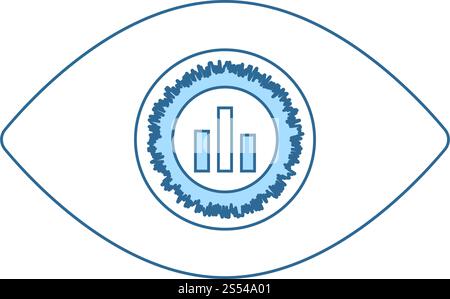Eye With Market Chart Inside Pupil Icon. Thin Line With Blue Fill Design. Vector Illustration. Stock Vector