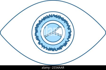 Eye With Market Chart Inside Pupil Icon. Thin Line With Blue Fill Design. Vector Illustration. Stock Vector