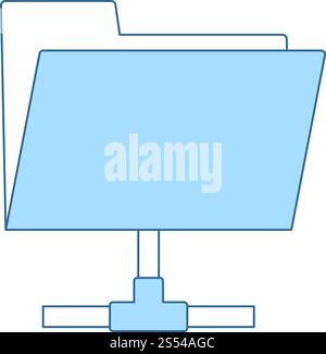 Shared Folder Icon. Thin Line With Blue Fill Design. Vector Illustration. Stock Vector