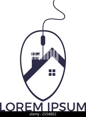 Mouse Home Logo Design. Home Click Logo Design Template. Stock Vector