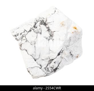 closeup of sample of natural mineral from geological collection - rough Howlite rock isolated on white background Stock Photo