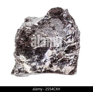 closeup of sample of natural mineral from geological collection - raw Bituminous coal (black coal) rock isolated on white background. raw Bituminous Stock Photo