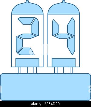 Electric Numeral Lamp Icon. Thin Line With Blue Fill Design. Vector Illustration. Stock Vector