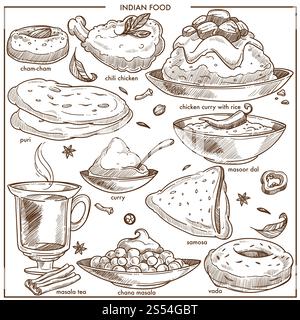 Curry bread food sketch on chalkboard. Vector drawing of Bun, usually ...