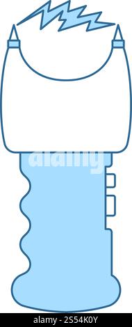 Stun Gun Icon. Thin Line With Blue Fill Design. Vector Illustration. Stock Vector