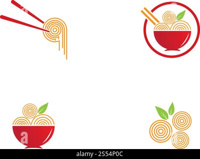 noodle logo  design vector ilustration template Stock Vector