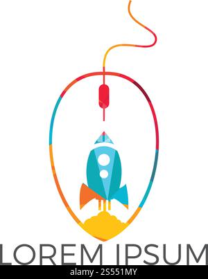 Click rocket pointer logo vector design. Rocket Shop logo design template. Stock Vector
