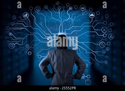Artificial Intelligence (AI),machine learning with data mining technology on virtual dachboard.Businessman working with modern computer big data Stock Photo
