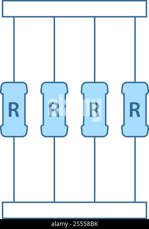 Resistor Tape Icon. Thin Line With Blue Fill Design. Vector Illustration. Stock Vector