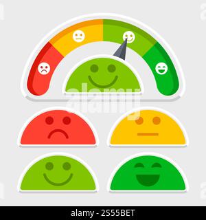 Flat emotions mood scale colored vector of set illustration flat. Flat emotions mood scale vector of set Stock Vector