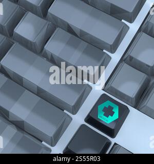 Medical Icons on gray computer keyboard buttons as concept Stock Photo