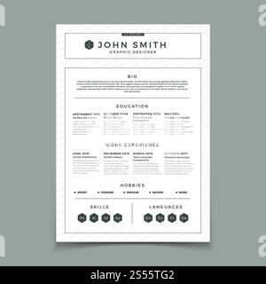 CV resume. Business web and print design vector template with personal work experience. Illustration of job application, curriculum vitae with experience. CV resume. Business web and print design vector template with personal work experience Stock Vector