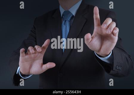 businessman hand working with touch screen in action Stock Photo