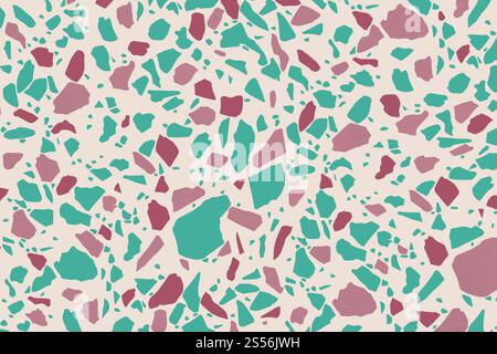 Terrazzo flooring pattern. Texture classic floor in Venetian style natural stone. Modern minimalistic floor tile for interior decoration. Trendy Stock Photo