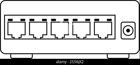 Ethernet Switch Icon. Outline Simple Design With Editable Stroke. Vector Illustration. Stock Vector