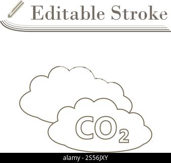 CO 2 Cloud Icon. Editable Stroke Simple Design. Vector Illustration. Stock Vector