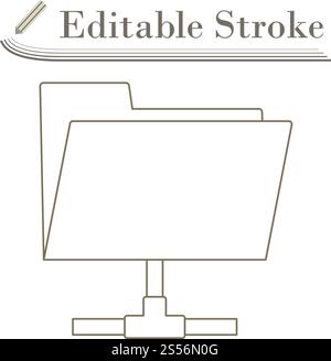 Shared Folder Icon. Editable Stroke Simple Design. Vector Illustration. Stock Vector