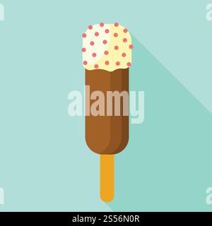 Creamy popsicle icon. Flat illustration of creamy popsicle vector icon for web design. Creamy popsicle icon, flat style Stock Vector