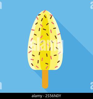 Yellow popsicle icon. Flat illustration of yellow popsicle vector icon for web design. Yellow popsicle icon, flat style Stock Vector