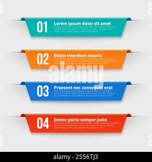 Infographic banners. Color labels with steps and options vector set. Illustration of banner label layout with numbers. Infographic banners. Color labels with steps and options vector set Stock Vector
