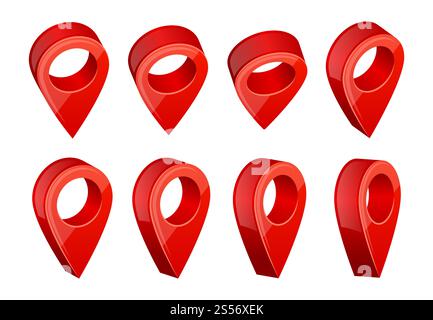 GPS navigation symbols. Realistic pictures of various map pointers. Pin point icon, pointer position for place gps, vector illustration. GPS navigation symbols. Realistic pictures of various map pointers Stock Vector