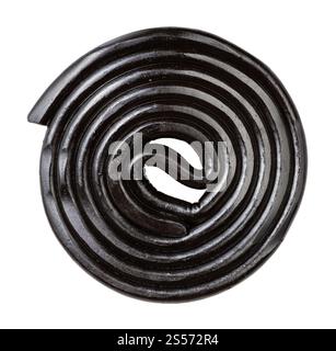 spiral from black liquorice candy isolated on white background Stock Photo
