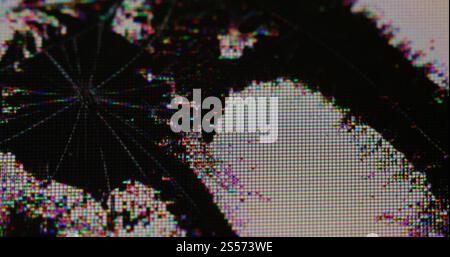 Grunge matrix. Digital glitch. Deformed mesh pixel structure with ...