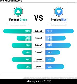 Comparison table. Graphs for product compare. Choosing and comparison content. Vector infographic concept comparison graph, compare chart illustration. Comparison table. Graphs for product compare. Choosing and comparison content. Vector infographic concept Stock Vector