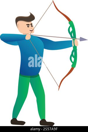 Man arch shooting icon. Cartoon of man arch shooting vector icon for web design isolated on white background. Man arch shooting icon, cartoon style Stock Vector