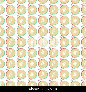 Icon set hashtag speech bubble seamless pattern background. Vector illustration. Icon hashtag seamless pattern Stock Vector