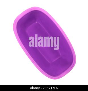 violet plastic wash bowl isolated on white background. violet plastic wash bowl isolated Stock Photo