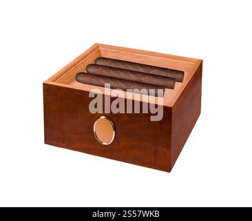 Opened empty humidor isolated on white background Stock Photo - Alamy