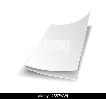 White office paper blank sheet with shade isolated icon vector. Notebook and document to fill information and data, write articles, make publication. Item for people working at different institutions. White office paper blank sheet with shade vector Stock Vector