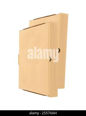 Two Pizza boxes isolated on white Stock Photo