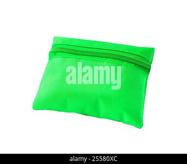 Green pencil-case isolated on a white Stock Photo