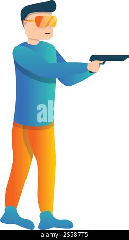 Police pistol shooting icon. Cartoon of police pistol shooting vector icon for web design isolated on white background. Police pistol shooting icon, cartoon style Stock Vector