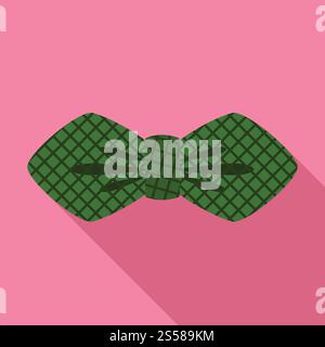 Green striped bow tie icon. Flat illustration of green striped bow tie vector icon for web design. Green striped bow tie icon, flat style Stock Vector